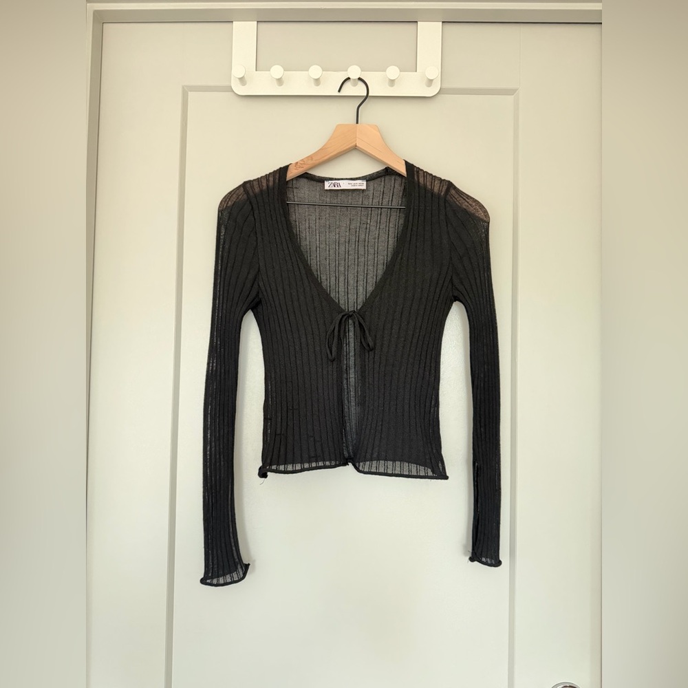 Zara Black Ribbed Top